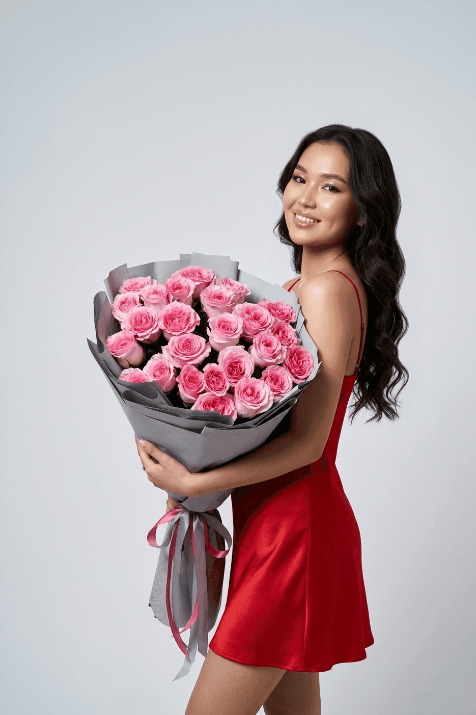 Премиум метровая роза M (Royal Pink)