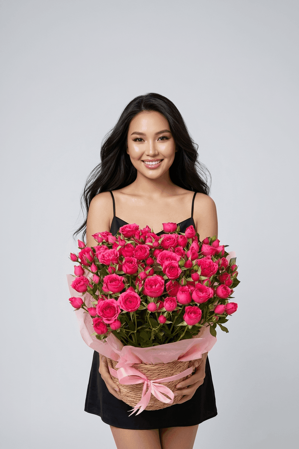 Спрей роза в кашпо (S)